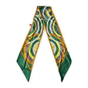 Vtg Michele Art Deco MCM Abstract Geometric Retro 70's Colors Bow Scarf